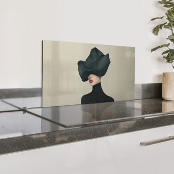 Spatscherm Aluminium - Vrouw - Groen - Hoed