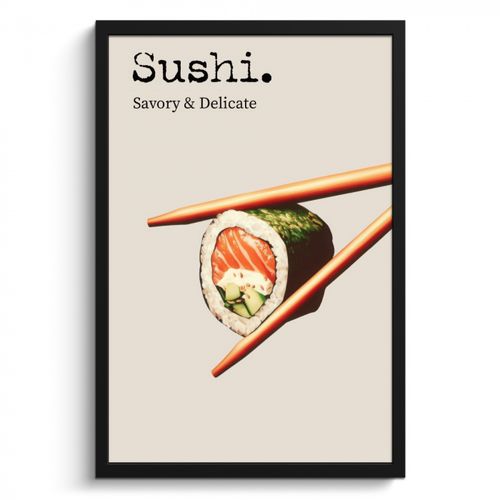 Poster met lijst - Sushi - Zalm - Rijst - Japans