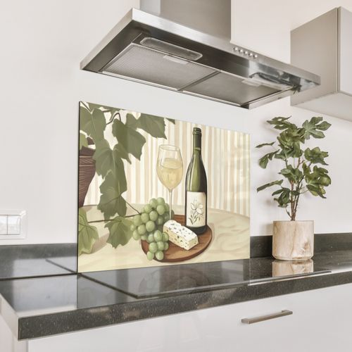 Spatscherm Aluminium - Wijn - Druiven - Kaas - Bladeren