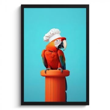 Poster met lijst - Ara - Koksmuts - Sokkel - Grappig