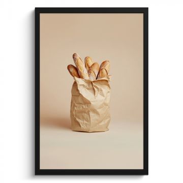 Poster met lijst - Baguette - Brood - Stokbrood - Beige