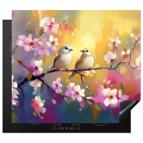 Inductie beschermer - Vogels - Bloemen - Roze