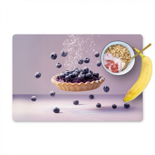 Placemat vinyl - Eten - Taart - Bessen - Blauw