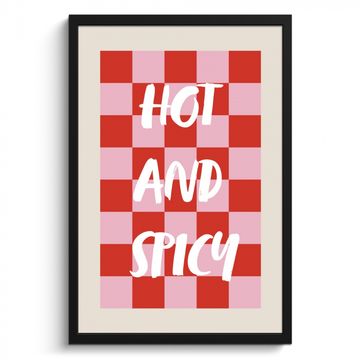 Poster met lijst - Hot - Spicy - Geruit - Rood