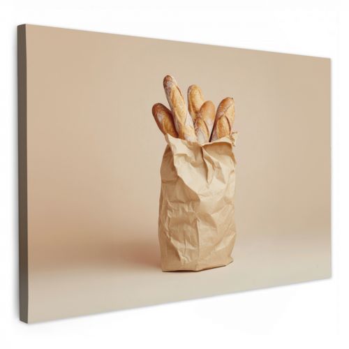 Canvas schilderij - Baguette - Brood - Stokbrood - Beige
