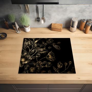 Inductie beschermer - Gouden Flora op Zwart Fluweel