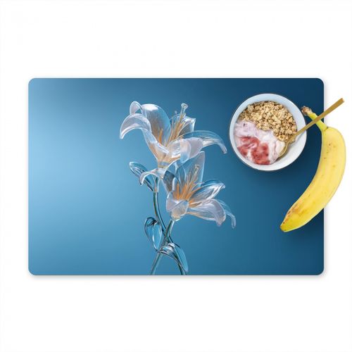 Placemat vinyl - Lelies - Blauw - Glazen