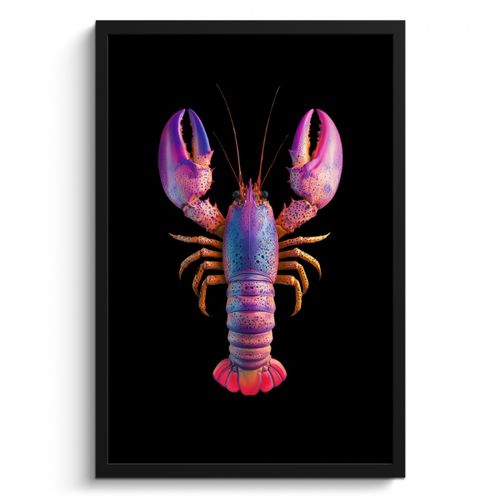 Poster met lijst - Kreeft - Paars - Roze - Zwart - Stippen - Lila