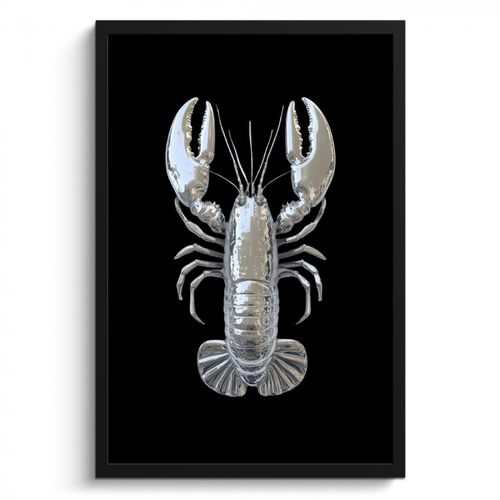 Poster met lijst - Kreeft - Zilver - Metallic - Luxe