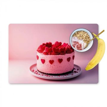 Placemat vinyl - Taart - Hart - Roze