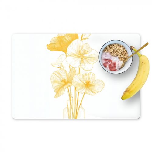 Lijntekening - Bloemen - Geel - Vaas