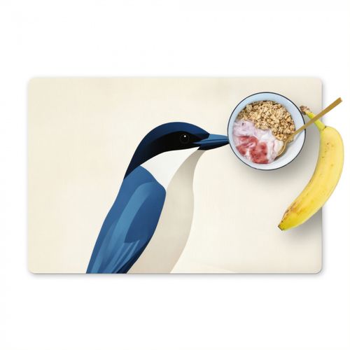 Placemat vinyl - Illustratie - Blauw - Vogel