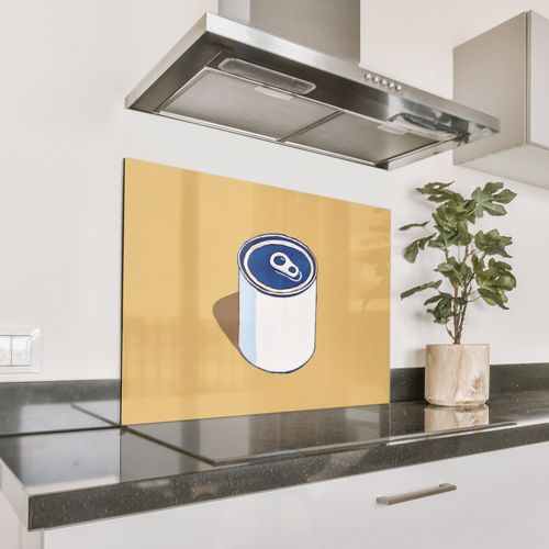 Spatscherm Aluminium - Blikje - Minimalistisch - Blauw - Illustratie