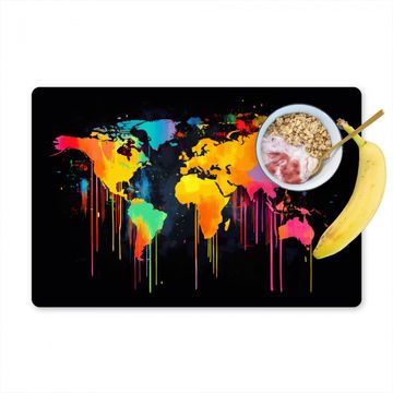 Placemat vinyl - Wereldkaart - Verf - Kleurrijk - Graffiti - Wereld