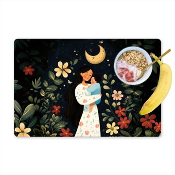 Placemat vinyl - Moeder - Kind - Kleurrijk - Bloemen