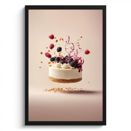 Poster met lijst - Cheesecake - Eten - Roze - Taart