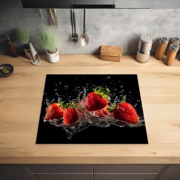 Inductie beschermer - Aardbeien - Fruit - Rood - Water - Zwart