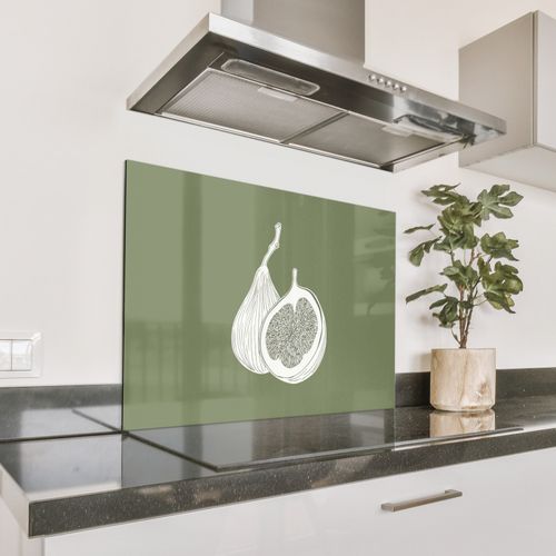 Spatscherm Aluminium - Vijgen - Minimalistisch - Getekend - Mosgroen