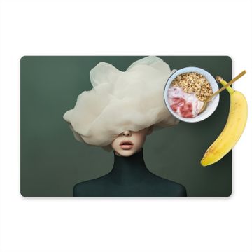 Placemat vinyl - Hoed - Vrouw - Beige