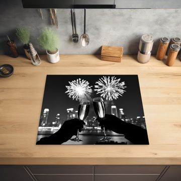 Inductie beschermer - Vuurwerk - Proosten - Skyline - Champagne