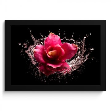 Poster met lijst - Bloemen - Roze - Water - Zwart - Botanisch - Natuur
