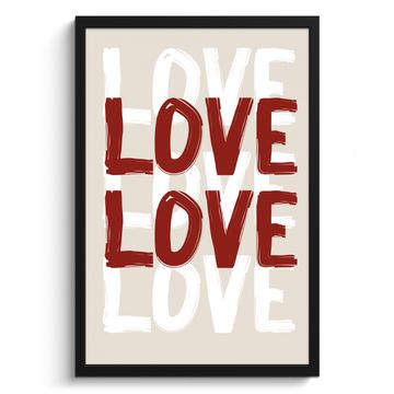 Poster met lijst - Love - Rood - Tekst