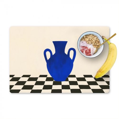 Placemat vinyl - Vaas - Blauw - Geblokt - Modern