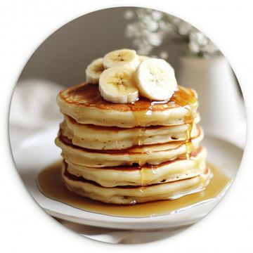 Muurcirkel - Pannenkoeken - Banaan - Siroop - Wit - Beige