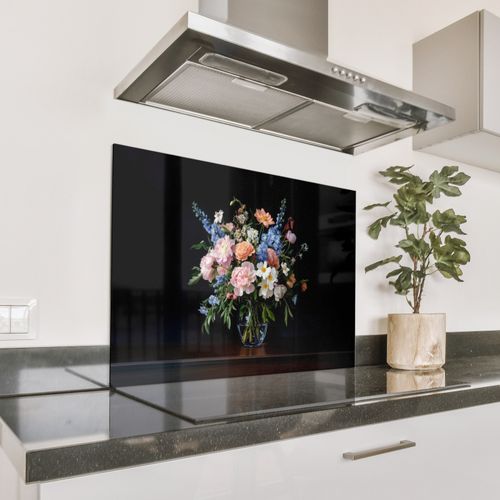 Spatscherm Aluminium - Pastel - Bloemen - Glazen - Vaas