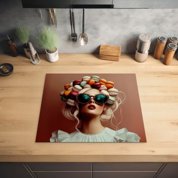 Inductie beschermer - Vrouw - Macarons - Bril
