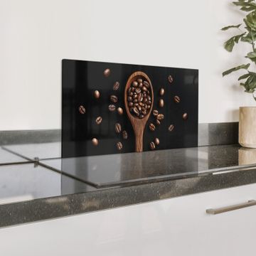 Spatscherm Aluminium - Hout - Zwart - Koffiebonen