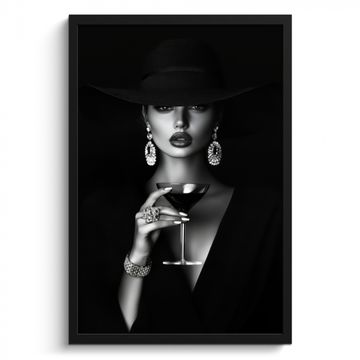 Poster met lijst - Vrouw - Cocktail - Chic