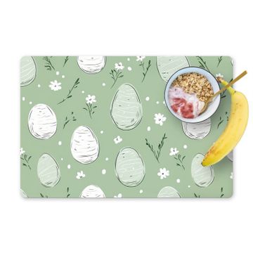 Placemat vinyl - Groen - Eieren - Patroon