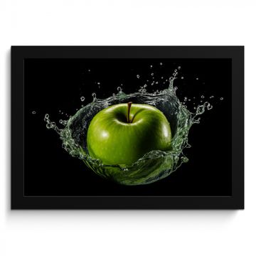 Poster met lijst - Appel - Groen - Fruit - Water - Zwart
