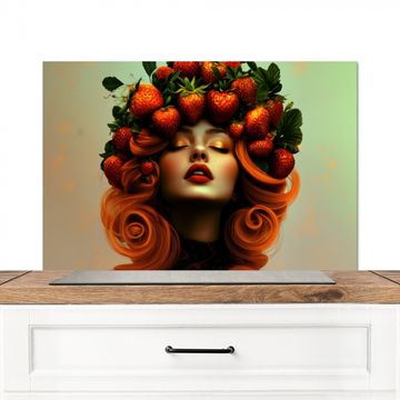 Spatscherm Aluminium - Vrouw - Aardbeien - Kroon