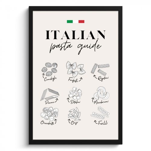 Poster met lijst - Pastavarianten: Een Italiaanse Reis