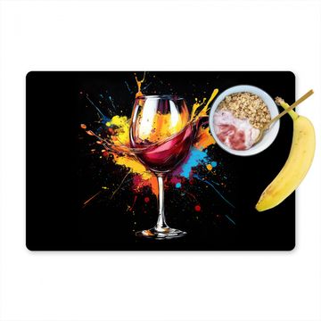 Placemat vinyl - Wijn - Glas - Graffiti - Borrel - Rood - Verf