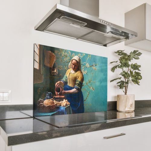 Het Melkmeisje met Blauwe Achtergrond