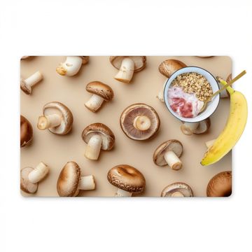 Placemat vinyl - Kastanje Champignons - Beige