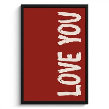 Poster met lijst - Schuin - Loveyou - Rood