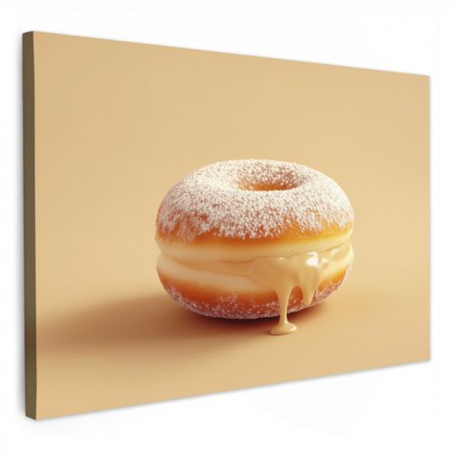 Canvas schilderij - Donut - Romig - Poedersuiker - Beige