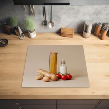 Inductie beschermer - Spaghetti - Melk - Tomaten - Eieren - Brood