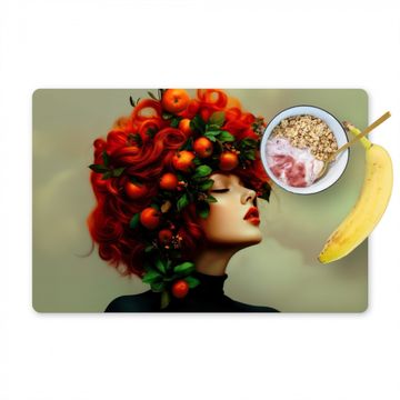 Placemat vinyl - Vrouw - Appels - Rood - Bladeren
