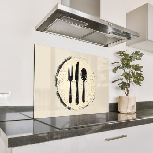 Spatscherm Aluminium - Zwart - Bestek - Rondje