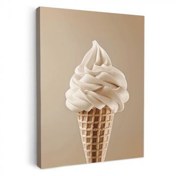 Canvas schilderij - IJs - Softijs - Romig - Hoorntje - Beige