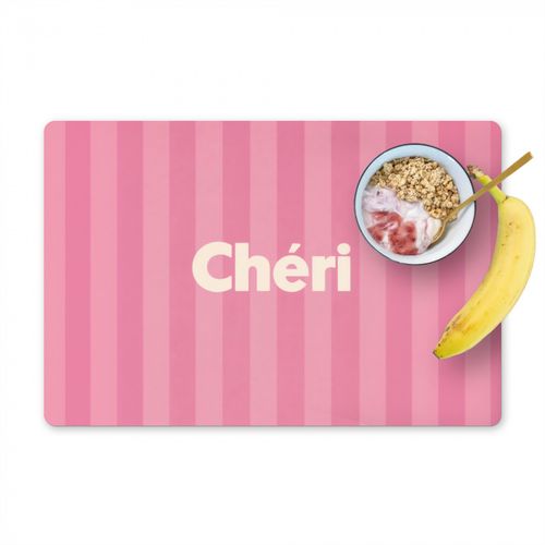 Placemat vinyl - Gestreept - Roze - Chéri