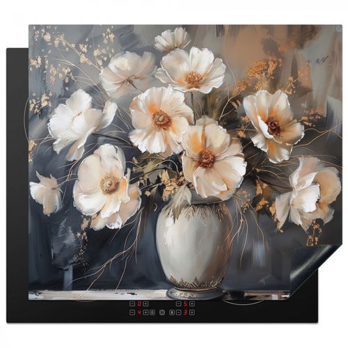 Inductie beschermer - Bloemen - Wit - Vaas - Modern