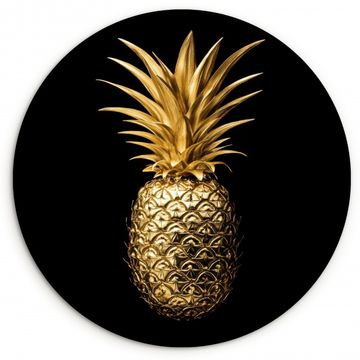 Muurcirkel - Ananas - Zwart - Goud - Luxe