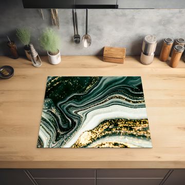 Inductie beschermer - Golvend Marmer met Gouden Glans
