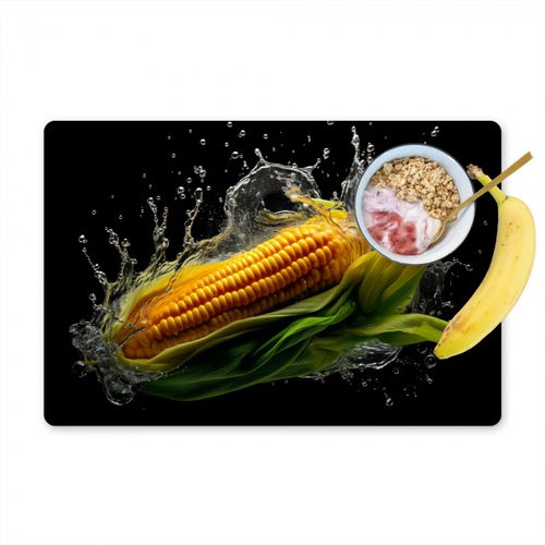 Placemat vinyl - Maïs - Groente - Planten - Zwart - Water